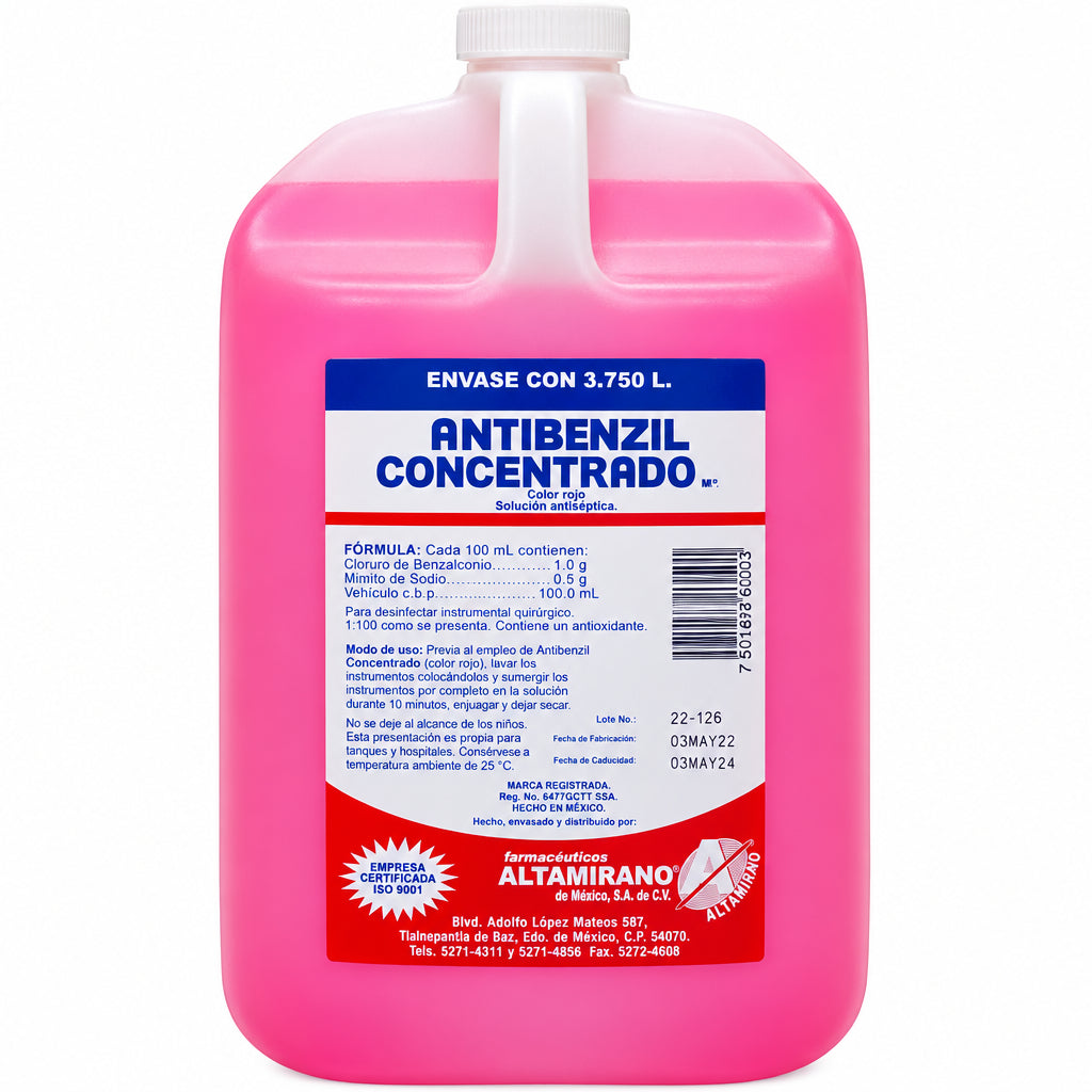 CLORURO DE BENZALCONIO ROJO 4LITROS GRANDE ANTIBENZIL