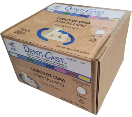 CAJA DE CUBOS DE CERA DENTICAST CON 100 PIEZAS
