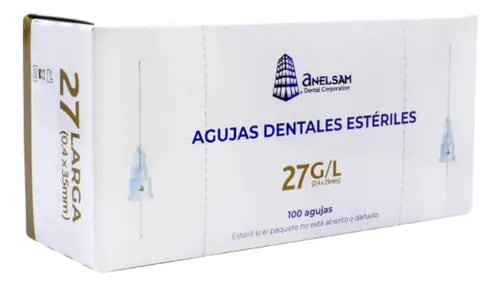 AGUJA 27G LARGA ANELSAM PAQUETE100