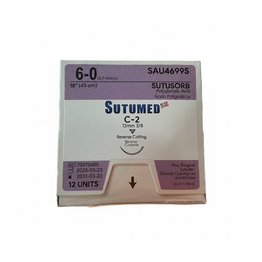 SUTURA VYCRIL PGA 6-0 REVERSO CORTANTE CAJA 12pz