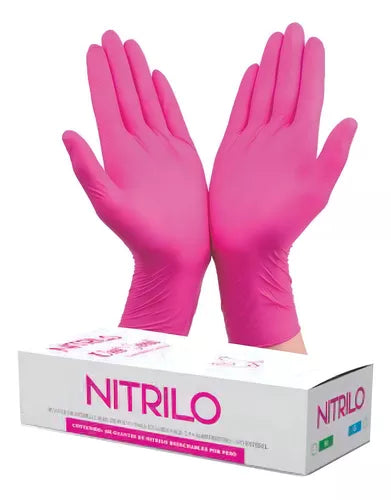 Guante nitrilo Uniseal M rosa no metálico